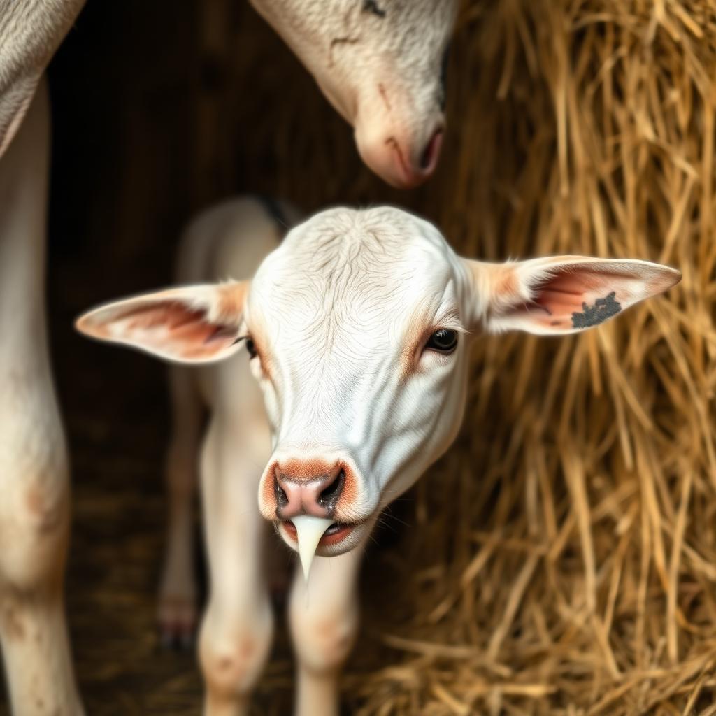 Calf drinking milk