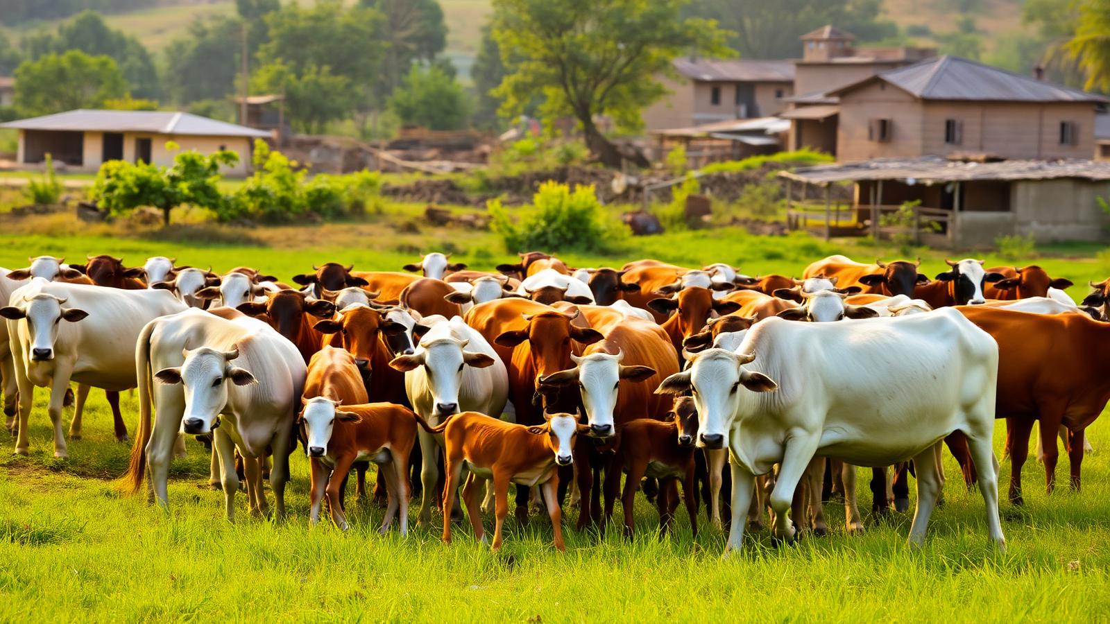 Herd of cows in the gaushala